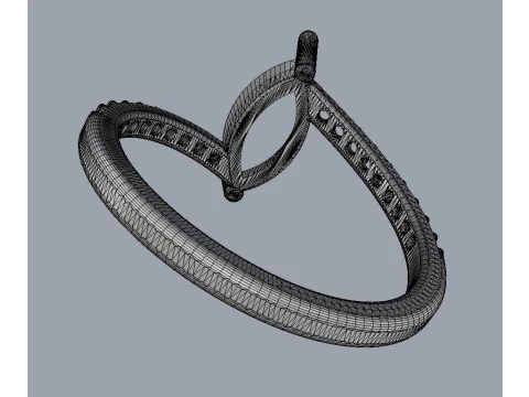 Marquise Gemstone Modern Ring 3D Print Model