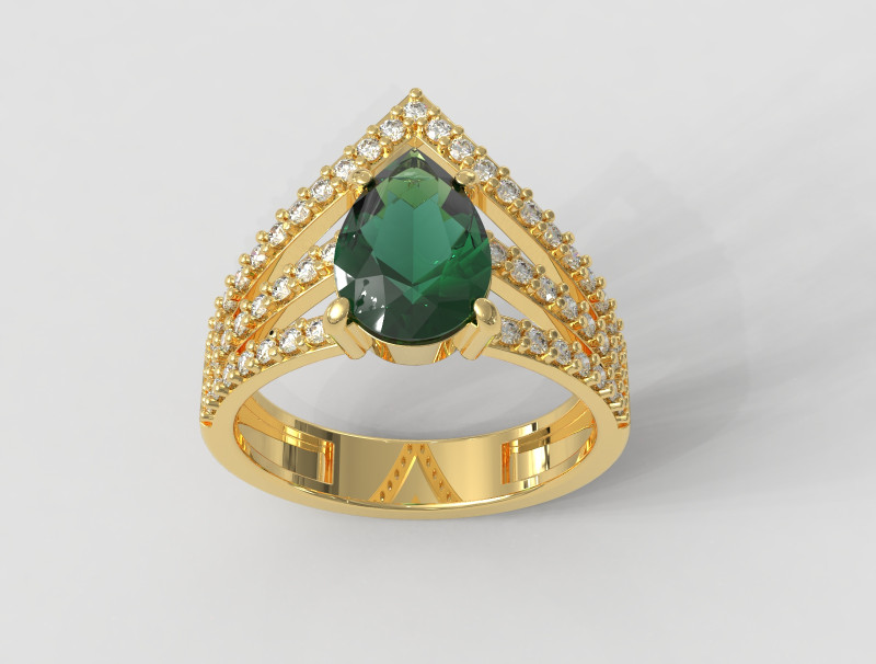 Pear Gemstone Ring 3D Print Model .c4d .max .obj .3ds .fbx .stl .blend