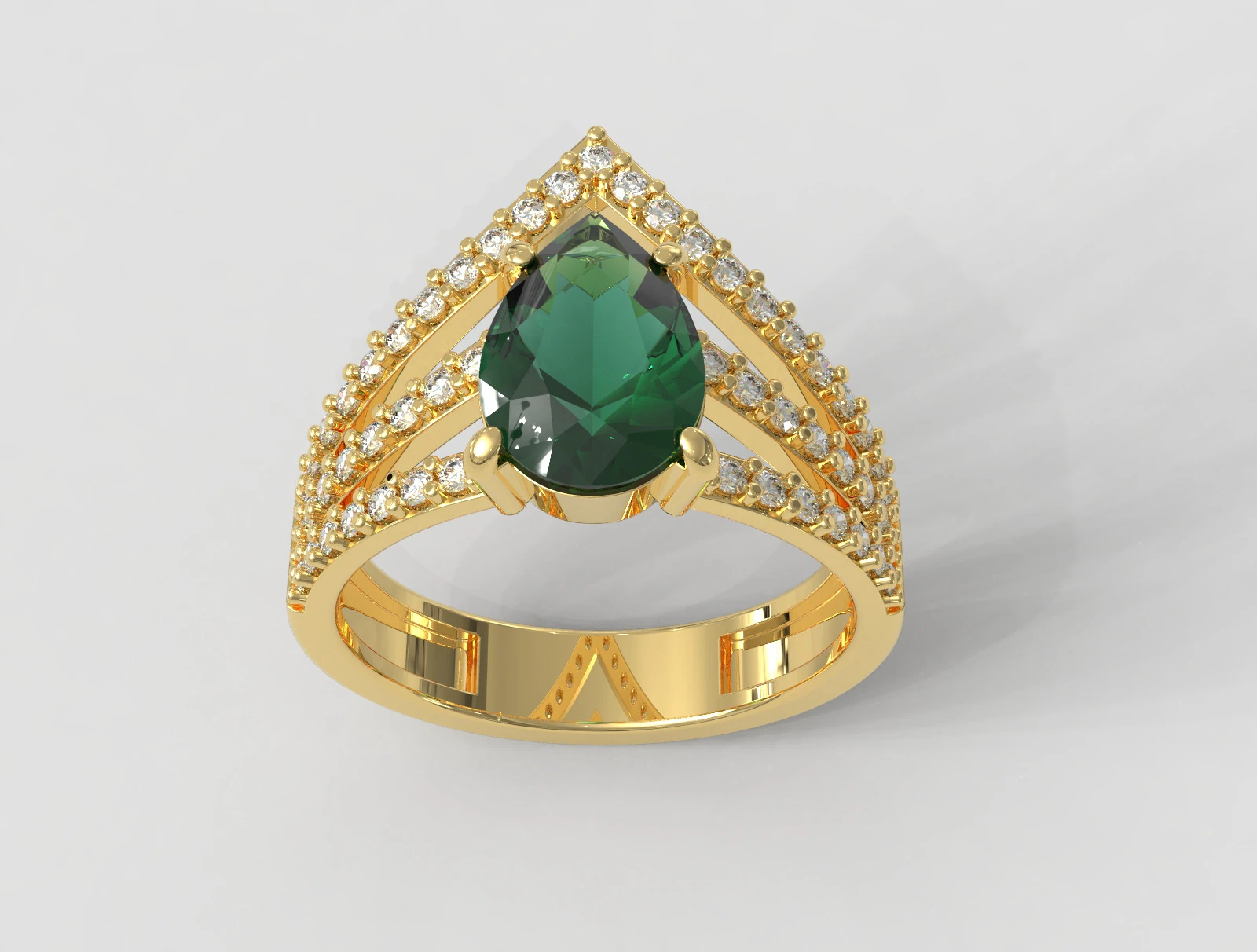 Pear Gemstone Ring 3D Print Model .c4d .max .obj .3ds .fbx .stl .blend 