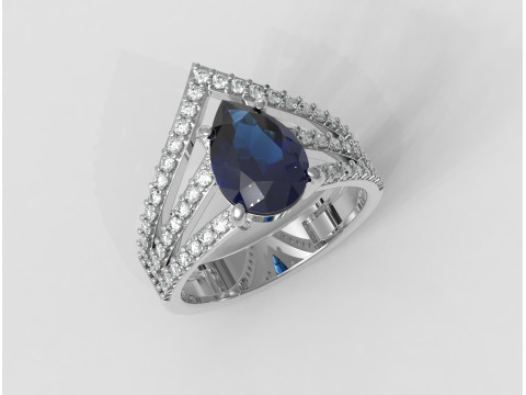 Pear Gemstone Ring 3D Print Model
