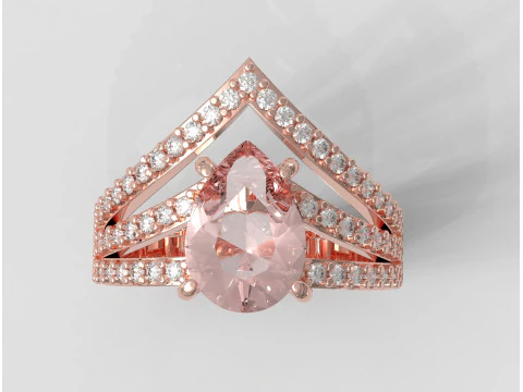 Pear Gemstone Ring 3D Print Model