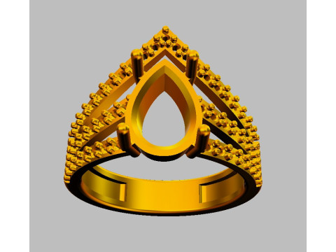 Pear Gemstone Ring 3D Print Model