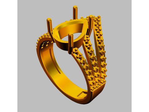 Pear Gemstone Ring 3D Print Model