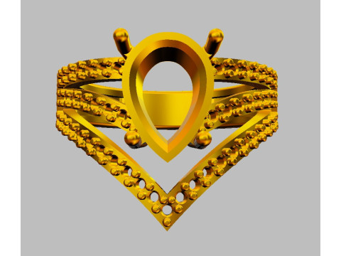 Pear Gemstone Ring 3D Print Model