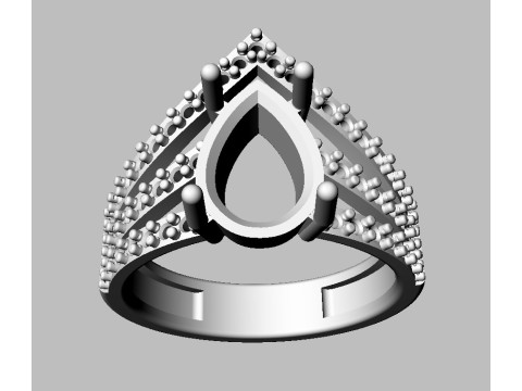 Pear Gemstone Ring 3D Print Model