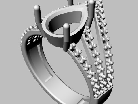 Pear Gemstone Ring 3D Print Model
