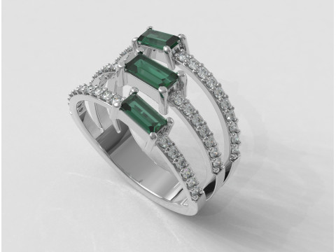 Baguette Gemstone Ring Model do druku 3D