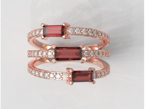 Baguette Gemstone Ring Model do druku 3D