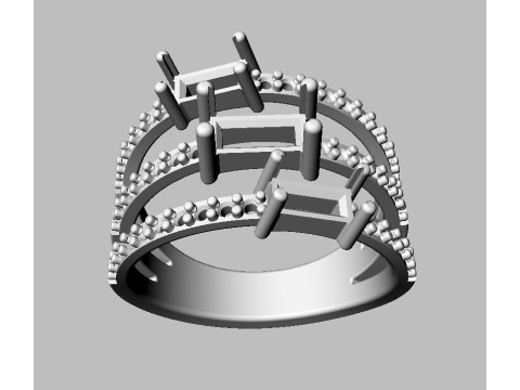 Baguette Gemstone Ring Model do druku 3D