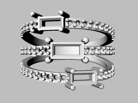 Baguette Gemstone Ring Model do druku 3D
