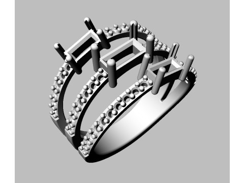 Baguette Gemstone Ring Model do druku 3D