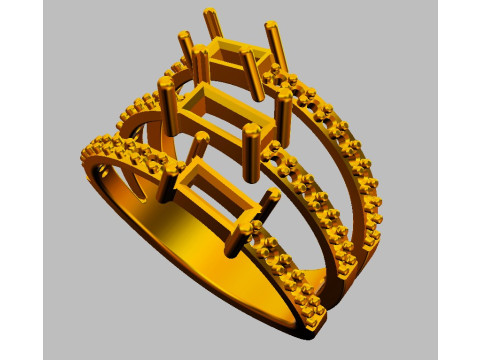 Baguette Gemstone Ring Model do druku 3D