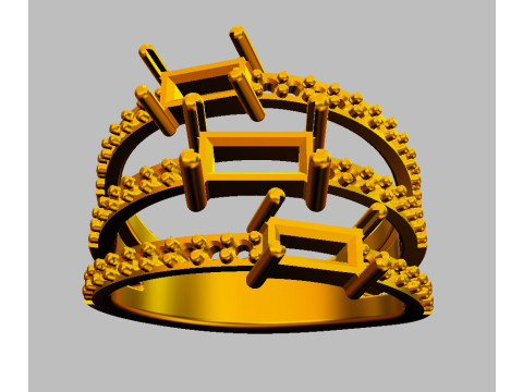 Baguette Gemstone Ring Model do druku 3D