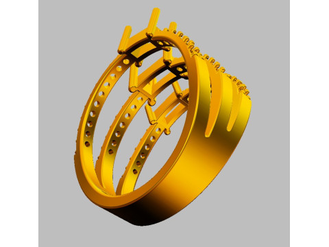 Baguette Gemstone Ring Model do druku 3D