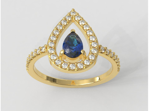Pear Gemstone Ring 3D Print Model