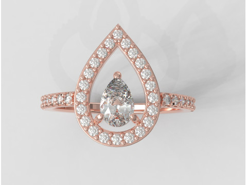 Pear Gemstone Ring 3D Baskı Modeli