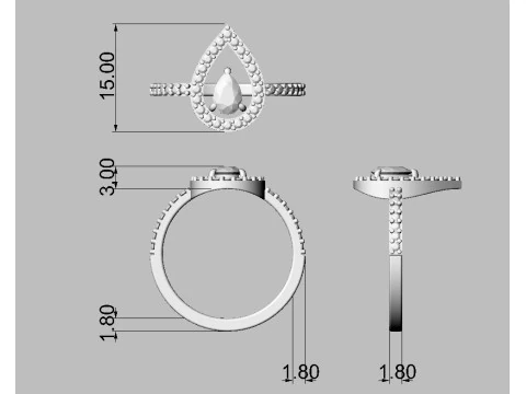 Anel de pedra preciosa de p&ecirc;ra Modelo de Impressão 3D