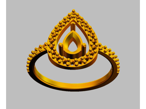 Pear Gemstone Ring 3D Baskı Modeli
