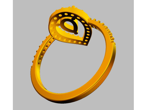 Pear Gemstone Ring 3D Baskı Modeli