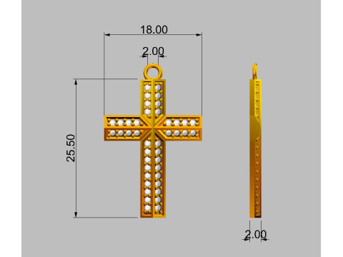 Diamond Cross Pendant 3D print model 3D Print Model