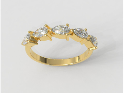 Pear Gemstone Half Band Ring 3D print model 3D Print Model