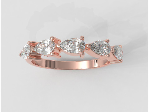 Pear Gemstone Half Band Ring 3D print model 3D 打印模型
