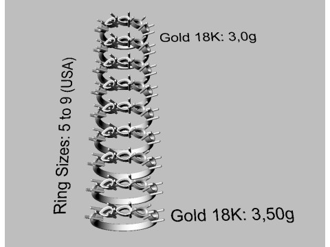 Pear Gemstone Half Band Ring 3D print model 3D 打印模型