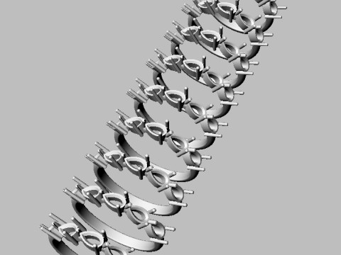 Pear Gemstone Half Band Ring 3D print model 3D 打印模型