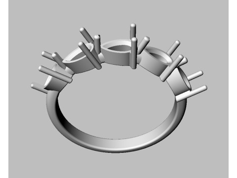 Pear Gemstone Half Band Ring 3D print model 3D 打印模型
