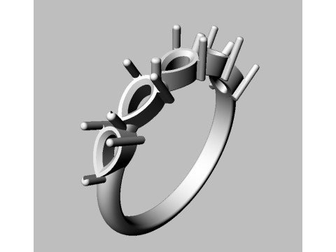 Pear Gemstone Half Band Ring 3D print model 3D 打印模型