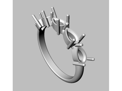 Pear Gemstone Half Band Ring 3D print model 3D 打印模型