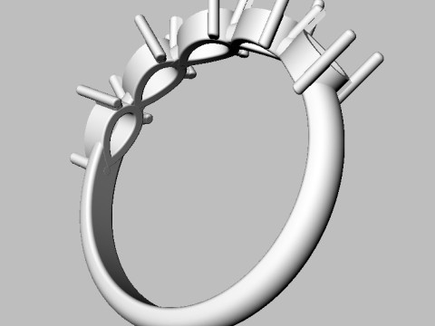 Pear Gemstone Half Band Ring 3D print model 3D 打印模型