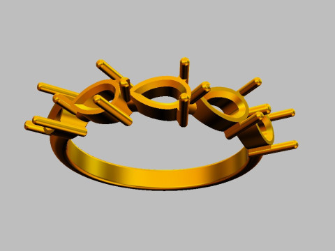 Pear Gemstone Half Band Ring 3D print model 3D 打印模型