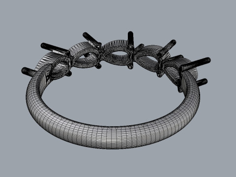 Pear Gemstone Half Band Ring 3D print model 3D 打印模型