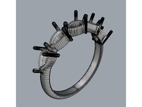 Pear Gemstone Half Band Ring 3D print model 3D 打印模型