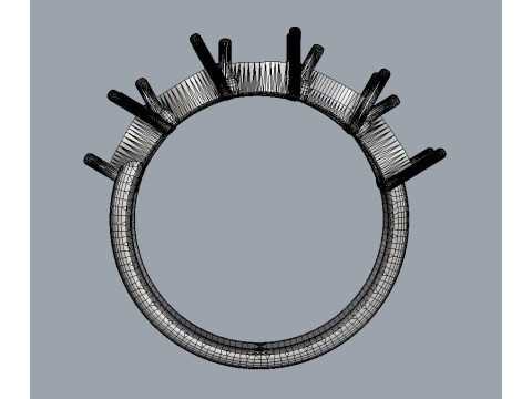 Pear Gemstone Half Band Ring 3D print model 3D 打印模型