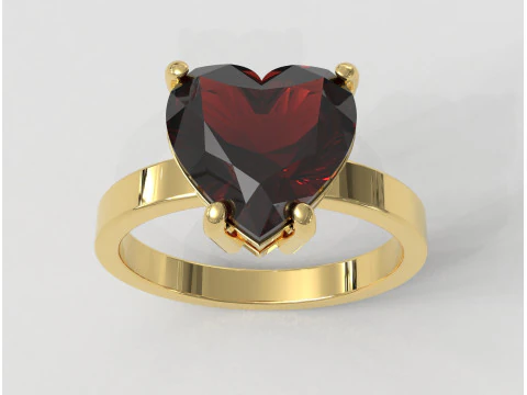 Кольцо в форме сердца с драгоценным камнем 10 мм 3D Принт Модель