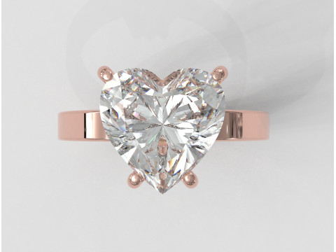 10mm Gemstone Heart Ring Model Cetak 3D
