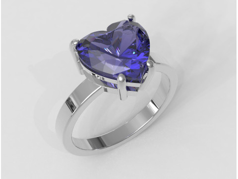 10mm Gemstone Heart Ring Model Cetak 3D