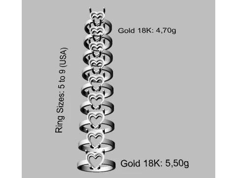 Cincin Hati Batu Permata 10mm Model Cetak 3D