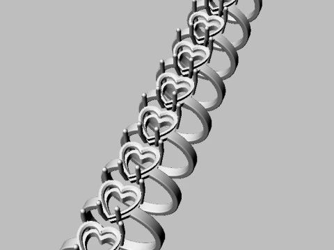 Cincin Hati Batu Permata 10mm Model Cetak 3D