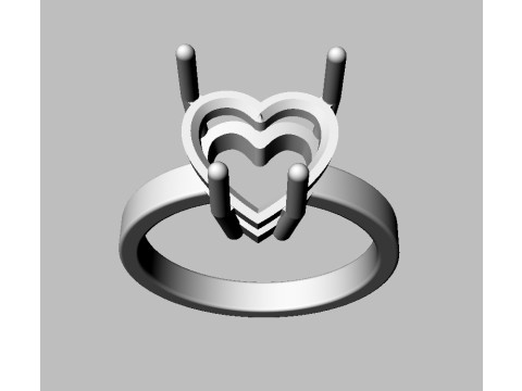 10mm Gemstone Heart Ring Model Cetak 3D