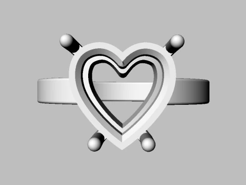 Cincin Hati Batu Permata 10mm Model Cetak 3D