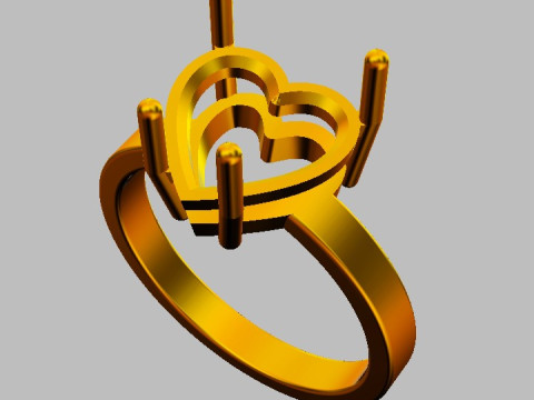 10mm Gemstone Heart Ring Model Cetak 3D