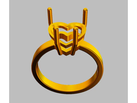 Cincin Hati Batu Permata 10mm Model Cetak 3D