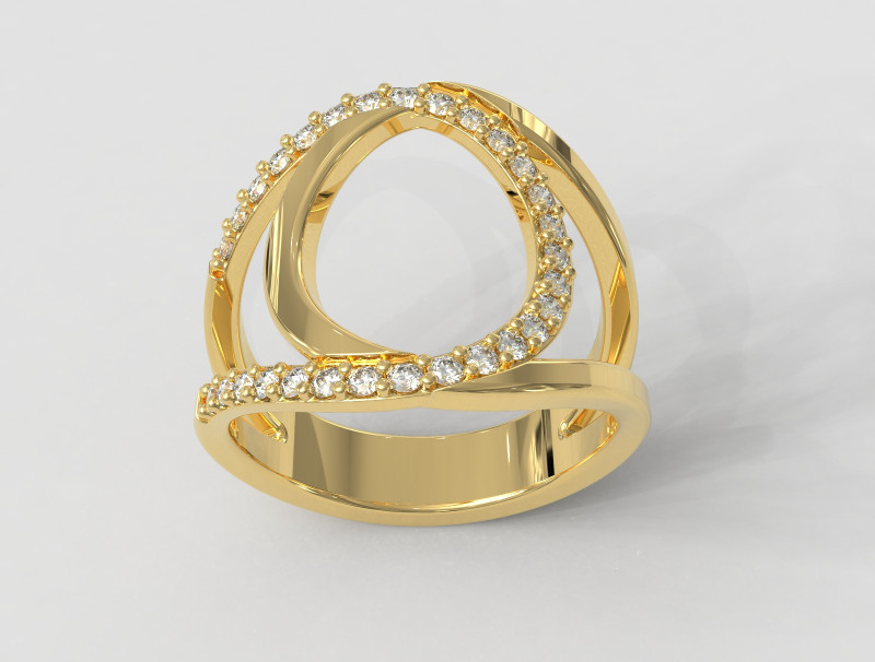Dimaond Ring 3D Принт Модель .c4d .max .obj .3ds .fbx .stl .blend