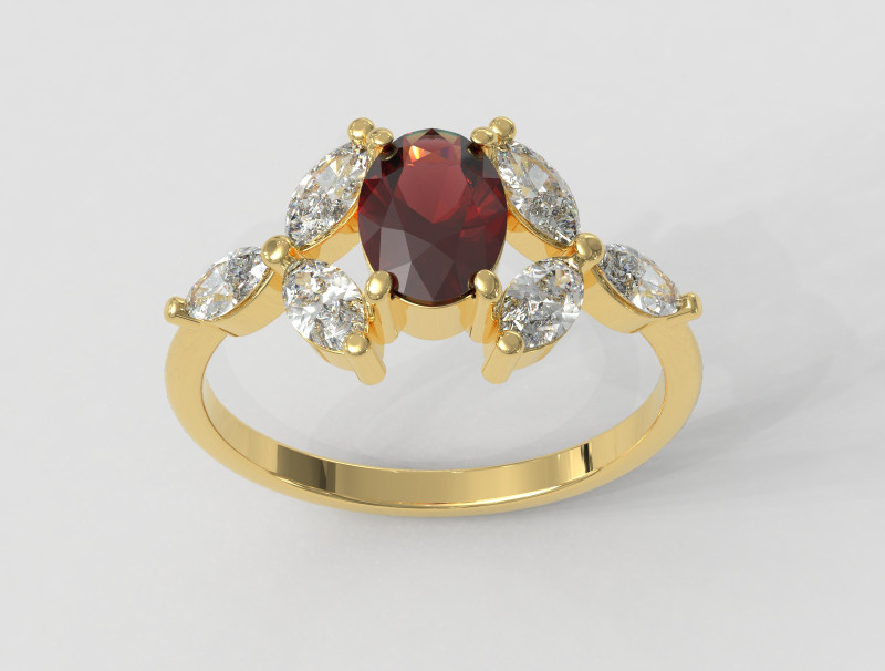 Oval Classic Gemstone Ring 3D print model Model Cetak 3D .c4d .max .obj .3ds .fbx .stl .blend
