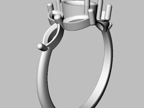 Oval Classic Gemstone Ring 3D print model Model Cetak 3D