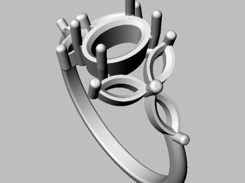 Oval Classic Gemstone Ring 3D print model Model Cetak 3D