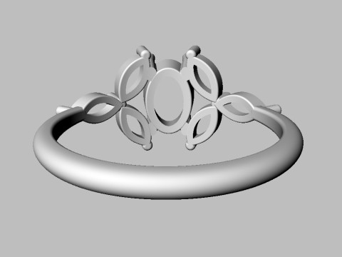 Oval Classic Gemstone Ring 3D print model Model Cetak 3D